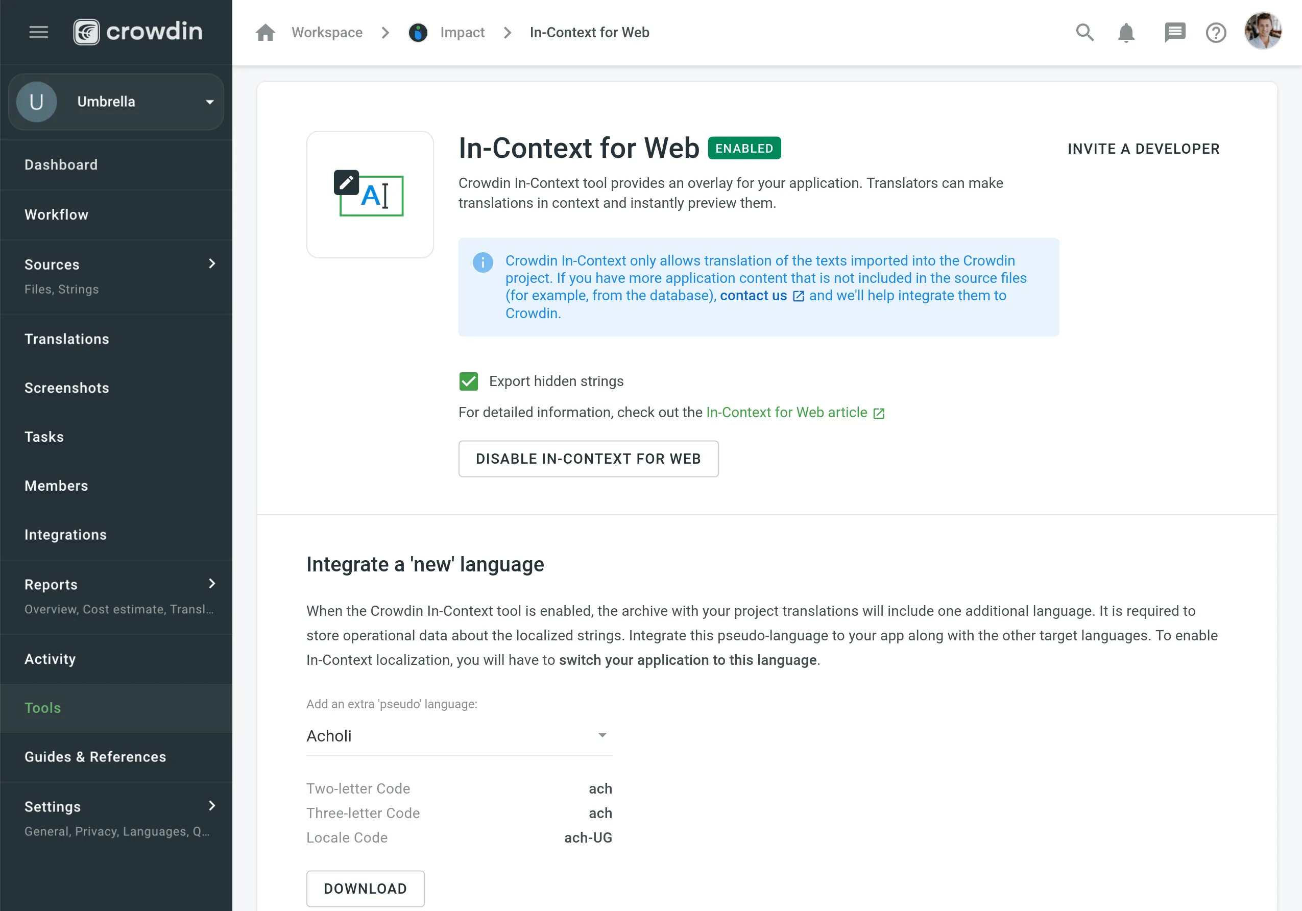 In-Context Tab in Enterprise